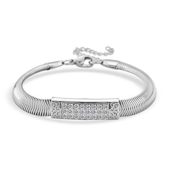DESIGNER-INSPIRIERT Blaues Kristall-Armband, ca. 19cm mit 5cm extender, Reiner Edelstahl