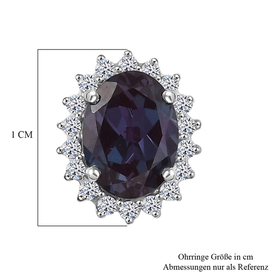 AAA Lab Grown Alexandrit, Lab Grown Diamant AGI zertifiziert Ohrringe 417 Gold ca. 3.88 ct