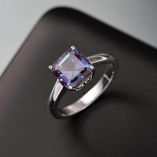 AAA Lab Grown Alexandrit Ring, AGI zertifiziert und geprüft, 417 Weiß Gold (Größe 19.00) ca. 2.95 ct