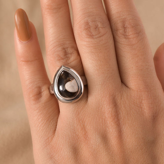 Der Schimmer der Natur - Erdnuss Holz Jaspis Ring 316L Edelstahl (Größe 19.00) ca. 4.37 ct