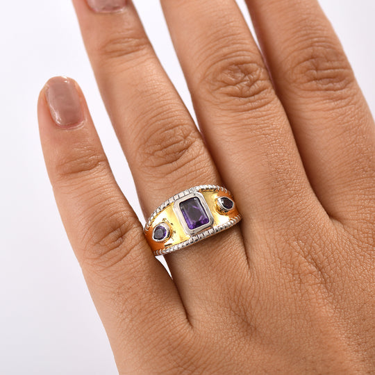 Afrikanischer Amethyst Ring Messing (Größe 18.00) ca. 1,29 ct