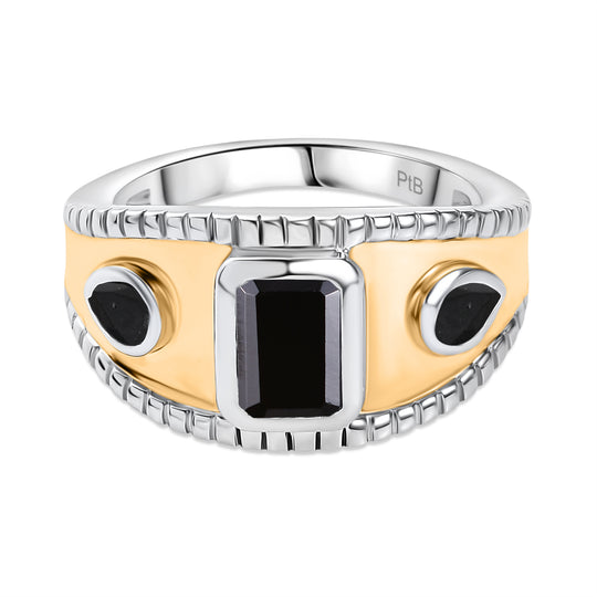 Schwarzer Spinell Ring Messing (Größe 20.00) ca. 1,91 ct