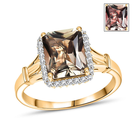 LUXORO AAA Turkizit, Weißer Diamant AGI zertifiziert Ring 585 Gold (Größe 19.00) ca. 4.24 ct