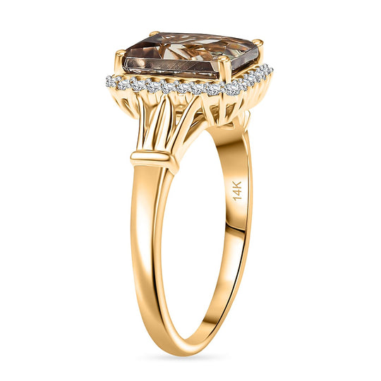 LUXORO AAA Turkizit, Weißer Diamant AGI zertifiziert Ring 585 Gold (Größe 19.00) ca. 4.24 ct