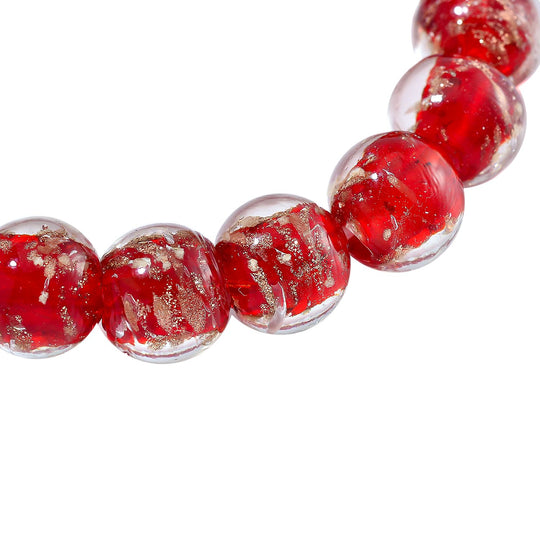 Rotes Murano-Stil Glas Armband, flexibel