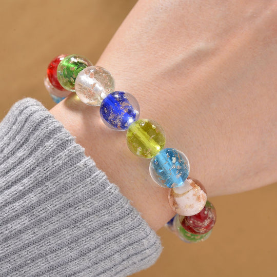 Mehrfarbiges Murano-Stil Glas Armband, flexibel