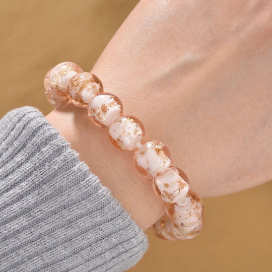 Rosé Murano-Stil Glas Armband, flexibel