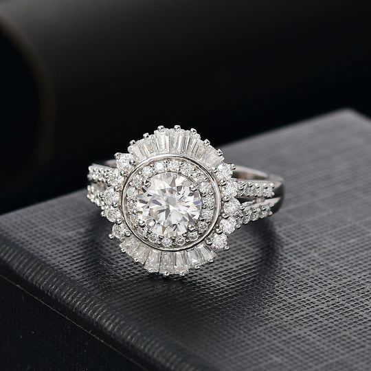 Moissanit Ring 925 Silber rhodiniert (Größe 18.00) ca. 1,97 ct