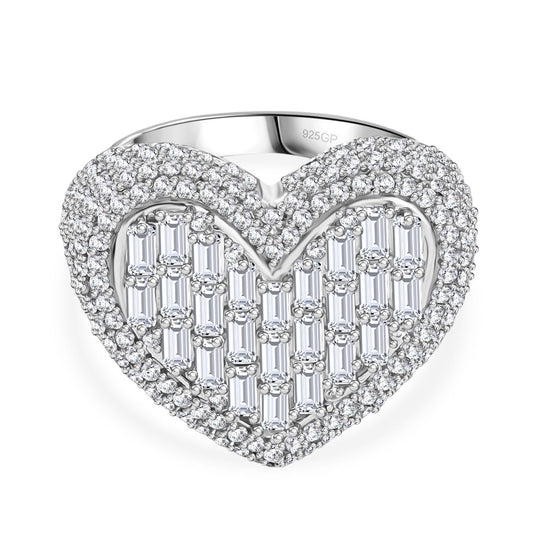 GP Amore Kollektion - Weißer Zirkon, Kanchanaburi Blauer Saphir Ring 925 Silber rhodiniert (Größe 18.00) ca. 4.70 ct