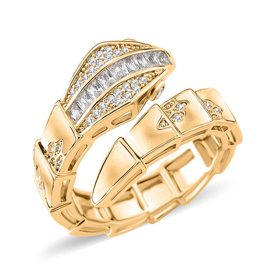 Weißer Zirkonia Ring Messing (Größe 18.00) Gelb