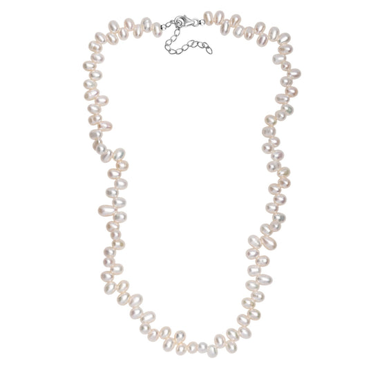 Weiße Süßwasser Perle Halskette ca. 45 cm 925 Silber rhodiniert 162.00 ct