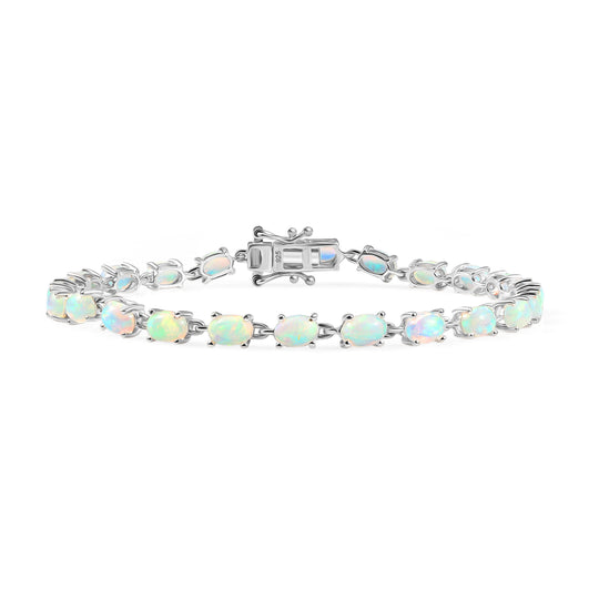 AA Natürlicher, äthiopischer Welo Opal Armband ca. 20 cm 925 Silber rhodiniert ca. 6,62 ct.