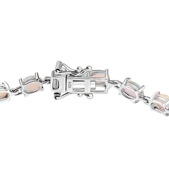 AA Natürlicher, äthiopischer Welo Opal Armband ca. 20 cm 925 Silber rhodiniert ca. 6,62 ct.