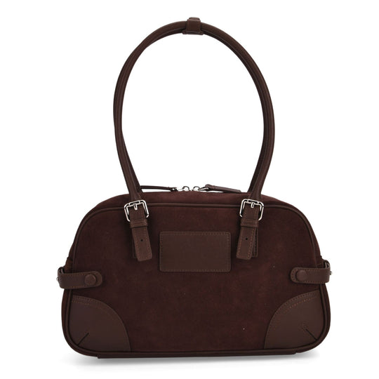 Handtasche aus Echtleder, 34 x 12 x 19 cm, Purpurrot