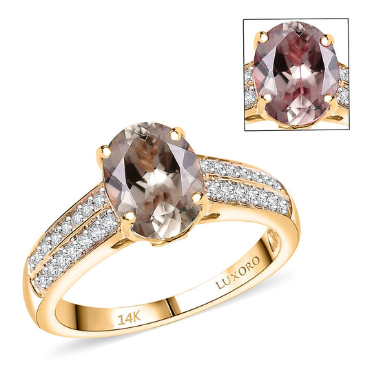 LUXORO AAA Turkizit, Weißer Diamant AGI zertifiziert Ring 585 Gold (Größe 17.00) (10-15 Werktage Lieferzeit) ca. 2.30 ct
