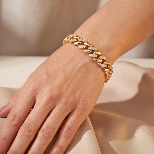 Weißer Kristall Armband ca. 19 cm, Goldfarben