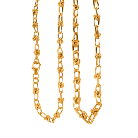 Designer-inspirierter 925 Silber Gelbes Gold GliederHalskette 20,88g