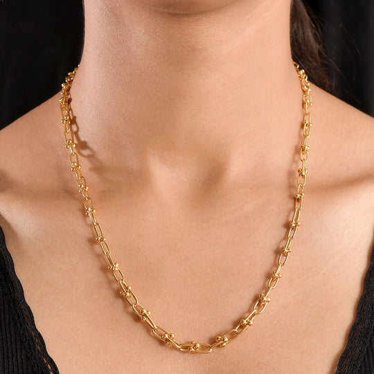 Designer-inspirierter 925 Silber Gelbes Gold GliederHalskette 20,88g