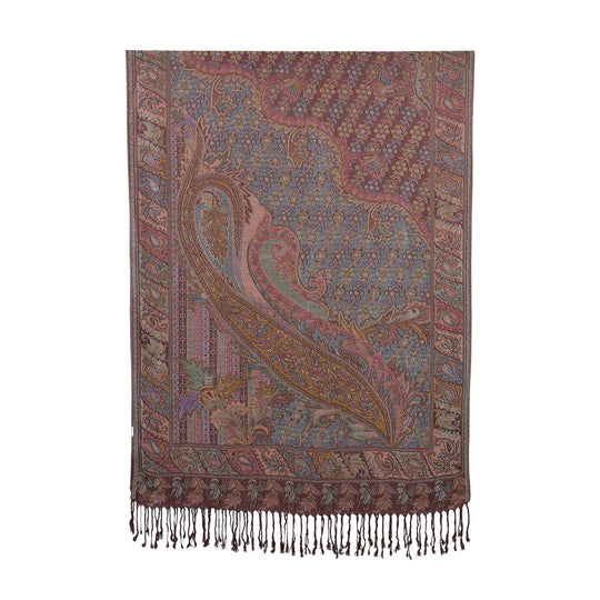 Schal mit feinem Paisley-Muster und Fransen, Einheitsgröße, Türkis