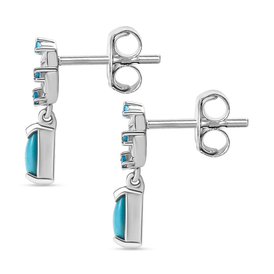 AA Sleeping Beauty Türkis, Neon Apatit Ohrringe 925 Silber rhodiniert ca. 0.86 ct
