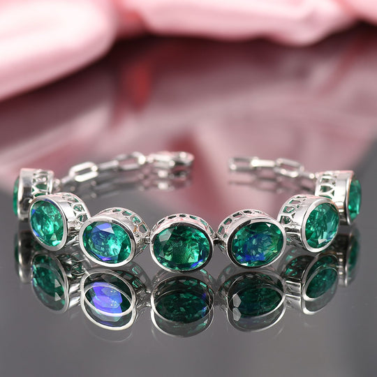 Pfau Quarz Triplette Armband ca. 19 cm 925 Silber rhodiniert ca. 36.30 ct