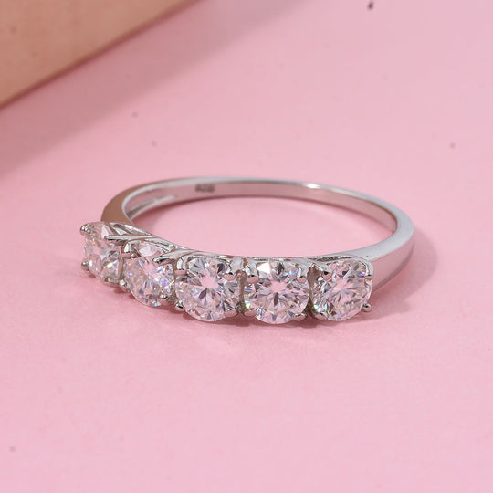 Moissanit Ring 925 Silber rhodiniert (Größe 18.00) ca. 1,20 ct