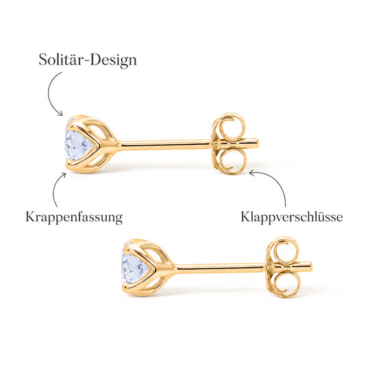 LUXURIANT 0,50 ct. SGL zertifizierte VS-EF Labor Diamant Ohrringe, 925 Silber Gelbgold Vermeil