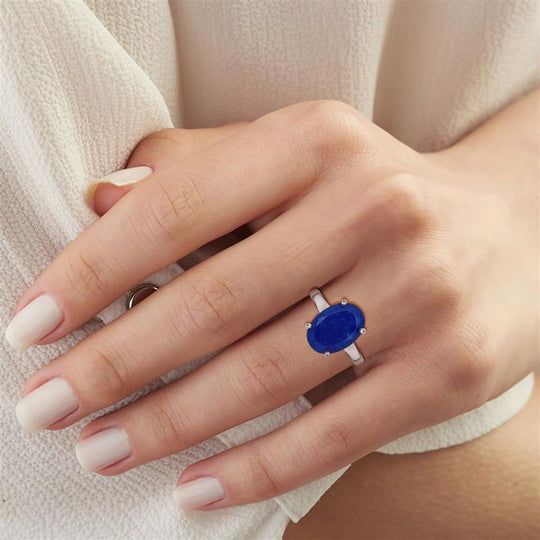 Blaue Jade Ring 925 Silber rhodiniert (Größe 20.00) ca. 5,13 ct