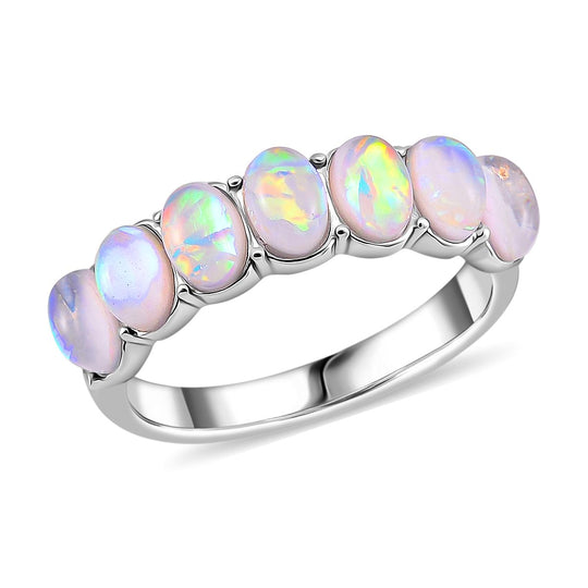 Künstlicher Weißer Opal Ring, 316L Edelstahl (Größe 18.00)
