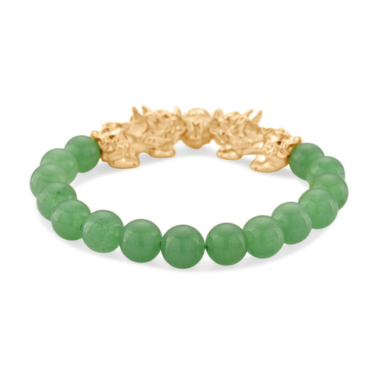 Grüner Aventurin Armband, flexibel, vergoldet ca. 150.00 ct