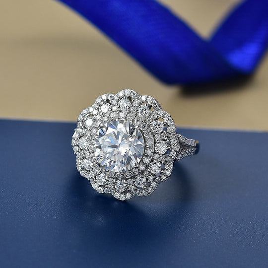 D'Joy Moissanit Ring 925 Silber rhodiniert (Größe 16.50) ca. 4.71 ct