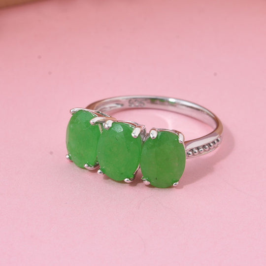 Grüne Jade Ring 925 Silber ca. 3,51 ct