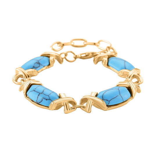 Blauer Howlit Armband, ca. 15.25 cm + 5 cm Extender, gelb vergoldet ca. 65.00 ct