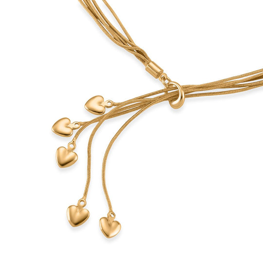 Lariat-Halskette mit Herz-Charms, nickelfreies Messing , ca. 50 cm