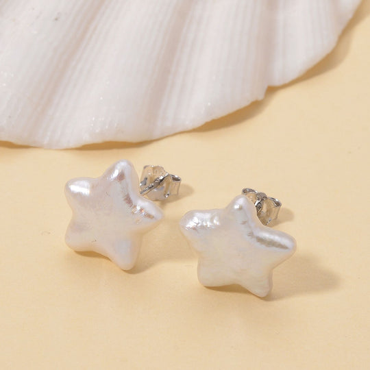 Keshi Perle Rechteck Ohrstecker, 925 Silber rhodiniert