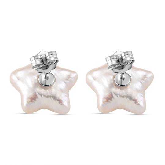Keshi Perle Rechteck Ohrstecker, 925 Silber rhodiniert