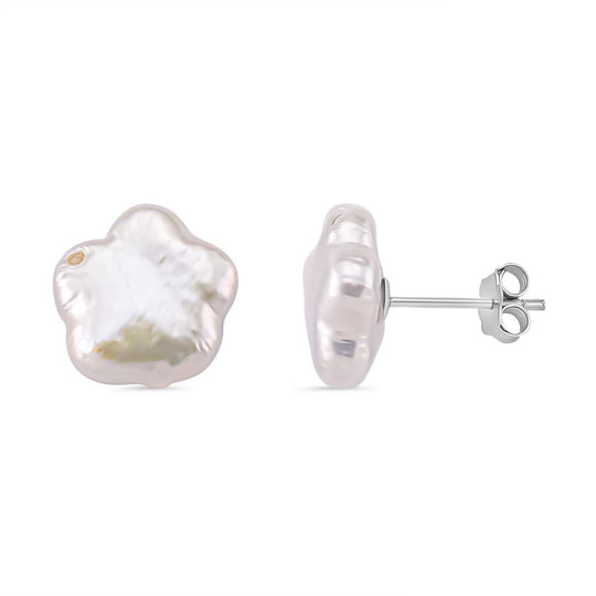 Keshi Perle Rechteck Ohrstecker, 925 Silber rhodiniert