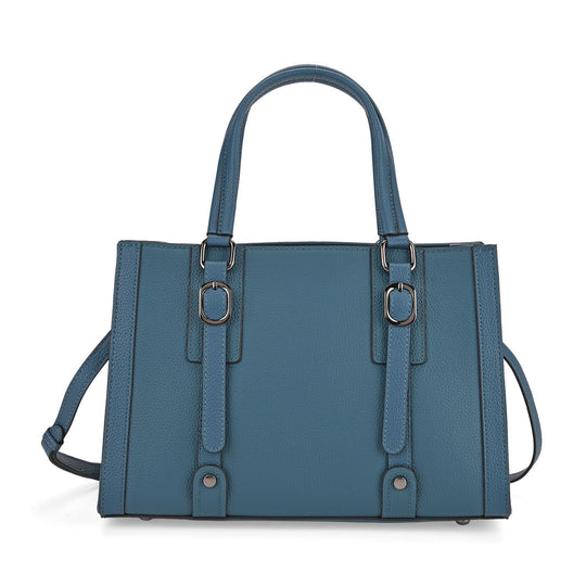 Crossbody-Tasche aus Echtleder mit Zierschnallen, 32x13x21 cm, Braun