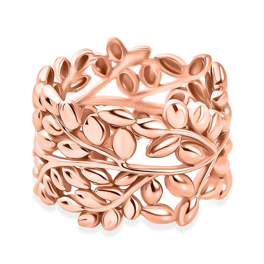 Designer Inspirierter- Blatt Ring, Rosegoldfarben (Größe 18.00) ca. 5,62g