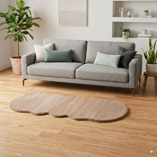 Serenity Night - Weicher Langflor Teppich in Wolkenform mit Schaumstoffunterlage, 60x180 cm, Weiß
