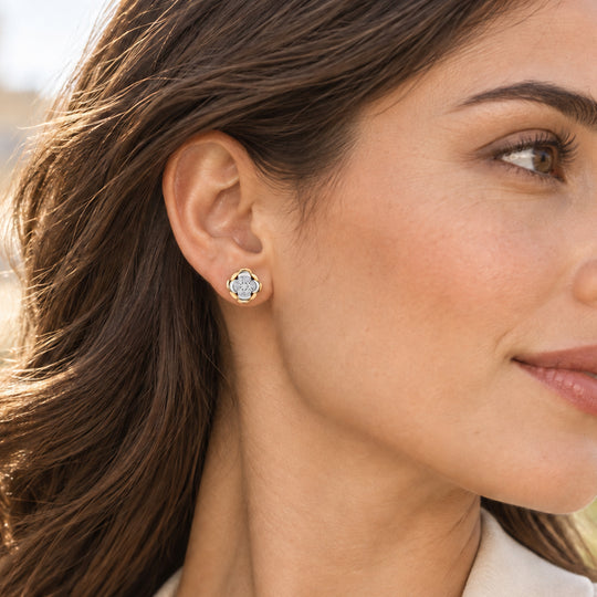 LUXURIANT 0,25 ct. SI-GH Labor Diamant Ohrringe, 925 Silber rhodiniert und 750 Gelbgold Vermeil