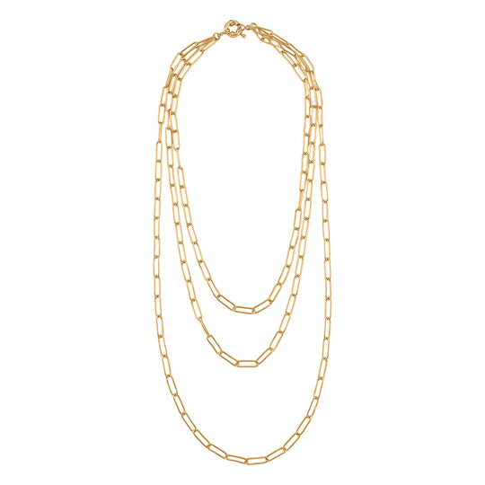 Mehrreihige Gliederkette im Paperclip-Design, Nickelfreies Messing, ca. 43 cm, Goldfarben