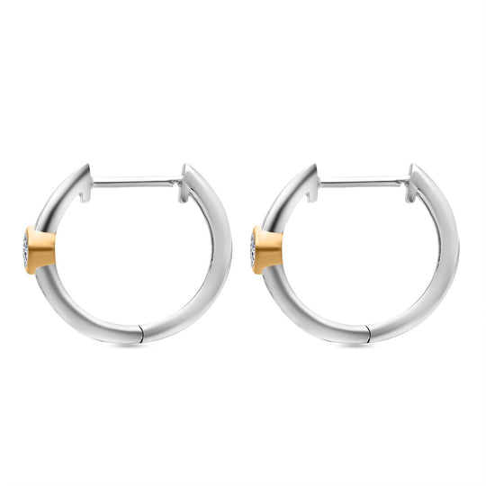 LUXURIANT DIAMOND - Lab Grown Diamant SI-GH Ohrringe 925 Silber Rhodiniert und 750 Gelbgold Vermeil ca. 0.50 ct