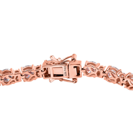 D’joy 100 Facetten Moissanit Armband ca. 19 cm 925 Silber 750 Roségold Vermeil ca. 12.83 ct