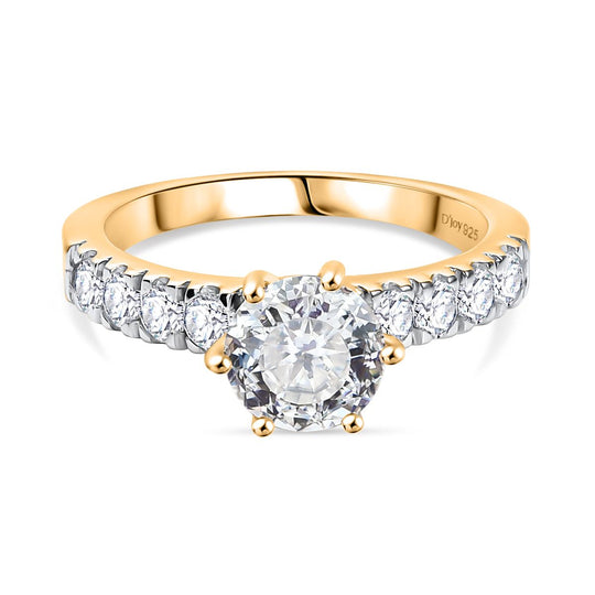D’joy 100 Facetten Moissanit Ring 925 Silber 750 rosévergoldet (Größe 20.00) ca. 1,75 ct