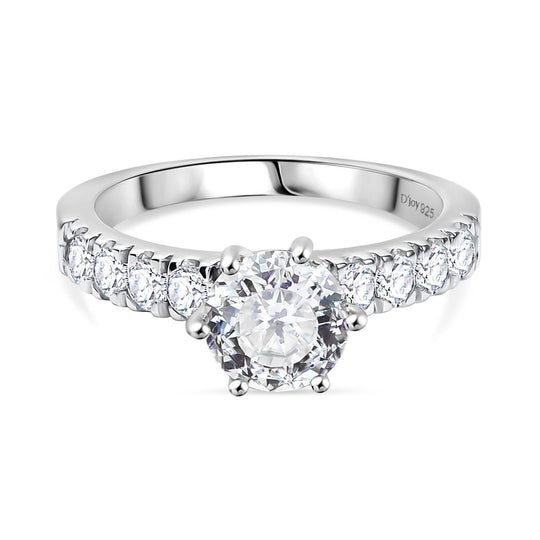 D’joy 100 Facetten Moissanit Ring 925 Silber 750 rosévergoldet (Größe 20.00) ca. 1,75 ct