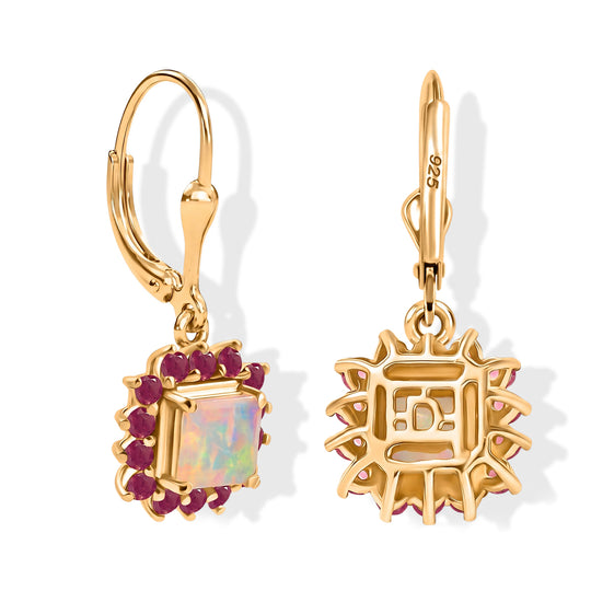 Opal Radiance - D joy Natürlicher, äthiopischer Welo Opal Starlit Ohrringe 925 Silber 750 Gelbgold Vermeil ca. 1.34 ct