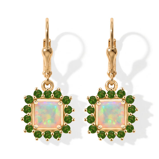 Opal Radiance - D joy Natürlicher, äthiopischer Welo Opal Starlit Ohrringe 925 Silber 750 Gelbgold Vermeil ca. 1.34 ct
