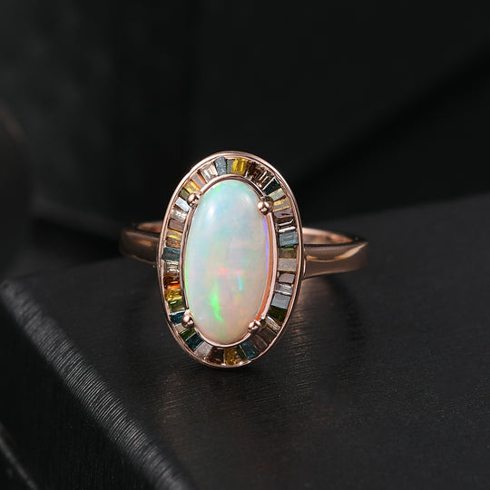 D'Joy AA Natürlicher, äthiopischer Welo Opal Ring 925 Silber 750 Roségold Vermeil (Größe 19.00) ca. 2,70 ct