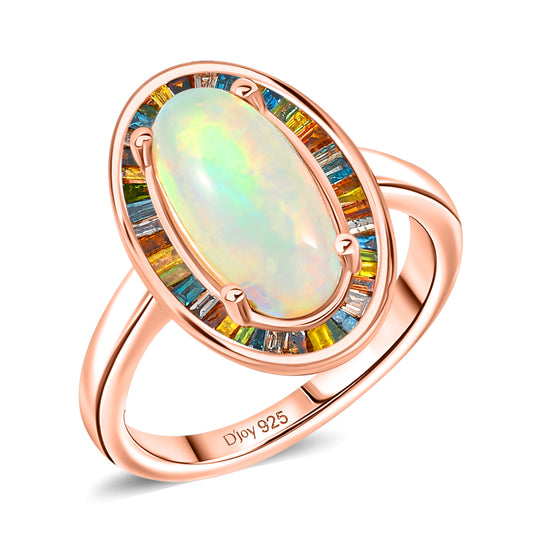 D'Joy AA Natürlicher, äthiopischer Welo Opal Ring 925 Silber 750 Roségold Vermeil (Größe 19.00) ca. 2,70 ct